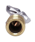 Close-up of Built Tough K80 DN15mm Sidewall Fire Sprinkler's brass fitting and temp sensitive glass bulb for wall mounting.