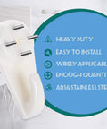 Close-up of heavy-duty ABS plastic picture hanger for concrete walls, no drill needed, labeled features, 40 pack.