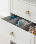 Champagne Bronze Knurled Cabinet Knobs, 1.2 Inch Diameter installed on white dresser drawers