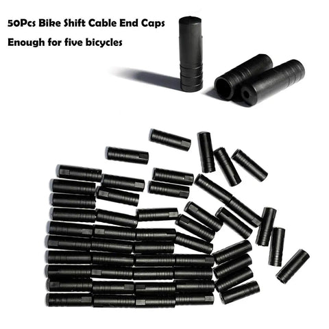 50 black bike shift cable end caps from Bicycle Brake And Shift Cable Housing Kit With 50ft Total Length Two 25ft Rolls Of 4mm And 5mm Housing Includes 80 End Caps No Brainer Install Great Upgrade For Road Or Mountain Bikes Made In Taiwan