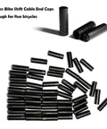 50 black end caps for lined bicycle derailleur cable housing kit with 4mm inner wire, compatible with SRAM and Shimano bikes.