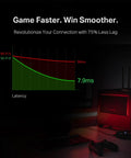 Latency comparison graph for WiFi 6 AX3000 PCIe Card With Bluetooth 5.3 Dual Band Up To 2400 Mbps on a desktop setup at night.