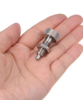 Hella Durable 2 Pack M8 Stainless Steel Spring Plunger With Knurled Grip Handles Non Locking Retractable Index Pin in hand.