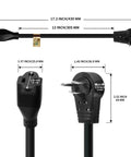 360 Degree Rotating Flat Plug Extension Cord 1 Foot 14 AWG 3 Prong Low Profile Right Angle Power Cable dimensions