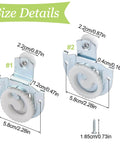 Size details of Bypass Sliding Door Roller Kit with 4 pcs adjustable closet door wheels showing dimensions and screws.