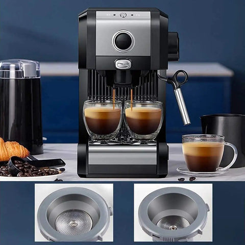 Front view of Compact Latte Machine With 20 Bar Espresso Semi Automatic Milk Frother Steam Wand 1250W on kitchen counter