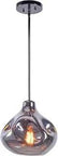 Smokey Gray Glass Pendant Light With Black Chrome Hardware, Ultra Modern 1 Light Fixture, Contemporary Style Ceiling Pendant, 11.25 H
