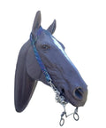 One Ear Horse Headstall With Quick Change Clips, Nylon Bridle In Arrow Pattern on horse statue