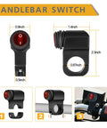 Dimensions and details of the handlebar switch from Light Bar Wiring Harness Kit With Handlebar Switch For 12V LED Bars And Fog Lights.