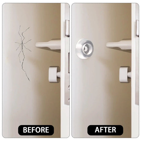 100 Pcs Clear Rubber Door Stops With Screws For Cabinets, Drawers, Doors And Walls, Sound Dampening Bumpers installed on door