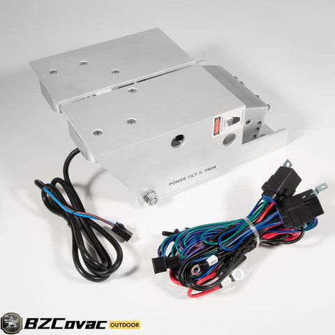 Power Tilt And Trim Unit For Outboard Motors Up To 35 HP With Electric Hydraulic System PT 35 set on white background with cables