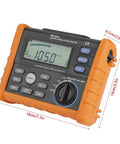 Digital Insulation Tester Multimeter with 0.01M to 100G insulation range, 250V to 2500V AC DC testing, measuring screen visible.