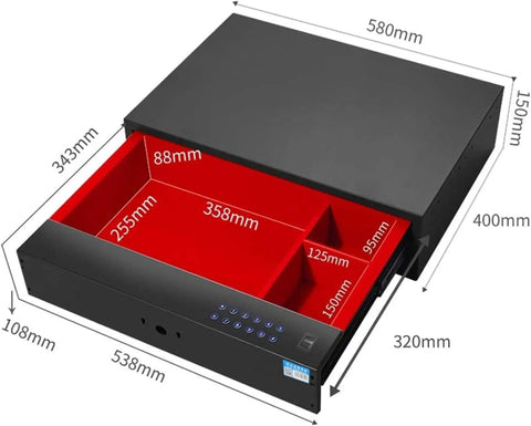 Fireproof And Waterproof Safe With Digital Keypad And Fingerprint Lock Heavy Duty Steel Safety Box For Home Or Office Anti Fake Fingerprint Sensor