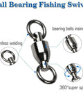 Saltwater Rolling Barrel Ball Bearing Swivels With Stainless Steel Construction High Strength Solid Welded Rings Black Nickel Finish 25 Pack 110 Lb Capacity For Serious Fishing, stainless steel swivel