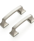 30 Pack Solid 3 Inch Square Foot Arch Cabinet Pulls In Brushed Nickel Finish, shown against white background