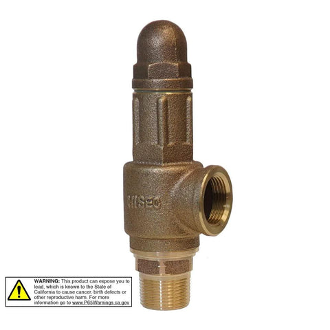 Brass 1-inch No-Lead heavy-duty pressure relief valve with side 1-inch NPT outlet, Amazon Merrill PRVHDNL100