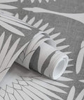 Chalk Feather Flock Peel And Stick Wallpaper Two Pack 20.5 Inches By 16.5 Feet Light Gray And Off White Made In The USA Genevieve Gorder Collab That Elevates Any Space For A Modern Look close-up of rolled design