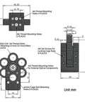 Technical diagram of Six Position Telescope Filter Wheel Coaxial Mount For 0.5 Inch, 1 Inch, And 2 Inch Filters with measurements.