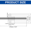 Two Pack 470mm TR8x8 Lead Screws With Brass Nut For 3D Printer Upgrades, 304 Stainless Steel Rod, Acme Thread, 2mm Pitch, 4 Starts, 8mm Lead, Includes Plastic Packaging Tube, Silver product size diagram, 470mm length