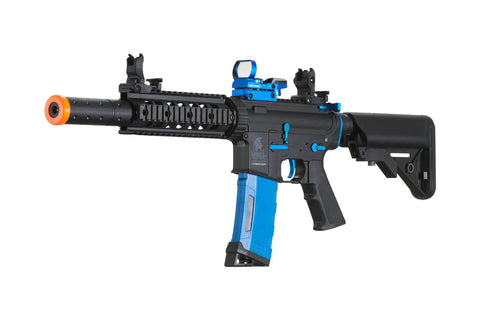 Gen 2 M4 SD Blue Carbine AEG Airsoft Rifle With Red Dot Sight, 9.6V NiMH Battery, Charger, And 1000 Rounds 0.20g BBs Included
