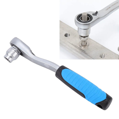 Pass Through Socket Set, 29 Piece One Quarter Inch Drive Ratchet Wrench Kit with blue handle, chrome vanadium steel head