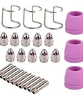 Durable Plasma Cutter Consumable Kit Featuring High Grade Torch Tips And Nozzles For SG 55 AG 60 And WSD 60p Machines To Boost Cutting Performance, 26-piece set with copper and ceramic parts.