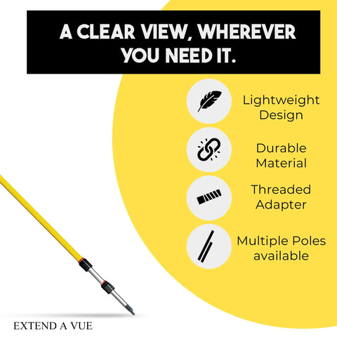 Telescoping Inspection Mirror Kit With 4 To 12 Ft Pole, Heavy Duty Yet Lightweight, features and benefits illustration