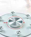 Rotating Food Turntable For Dining Table With 360 Degree Spin, 33.5 Inch Lazy Susan showing 360° rotation mechanism.