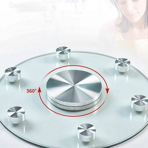 Rotating Food Turntable For Dining Table With 360 Degree Spin, 33.5 Inch Lazy Susan showing 360° rotation mechanism.