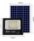 JUDYSSY Solar Remote Control Reflector Led Street Lamp,25W dimensions with solar panel, LED flood light design, waterproof material.