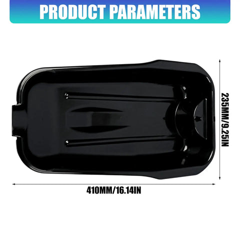 Premium Waste Oil Drain Basin For Car Repair And Motorcycle Maintenance lightweight black polypropylene with measurements 410mm x 235mm.