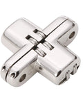 Close-up of Invisible 180 Degree Alloy Hinge for Doors and Furniture, Concealed Folding Cross Hinge for Cabinets, Gates, and Countertops.