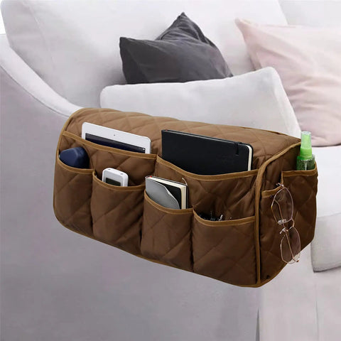 Armchair Caddy With 14 Pockets Waterproof Non Slip Sofa Armrest Organizer For Remotes Phones Tablets Magazines And Books