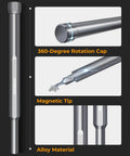 Close-up of 71-In-1 Mini Precision Screwdriver Set With 360 Spin showing rotation cap, magnetic tip, and alloy material.