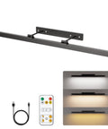 Heavy Duty Rechargeable Wireless Picture Light For Large Art Canvas And Paintings With Remote Control shown in black with adjustable tones.