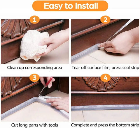 Installation steps for 30 Ft Weather Stripping Door Seal Tape Silicone Self Adhesive Draft Stopper For Doors And Windows