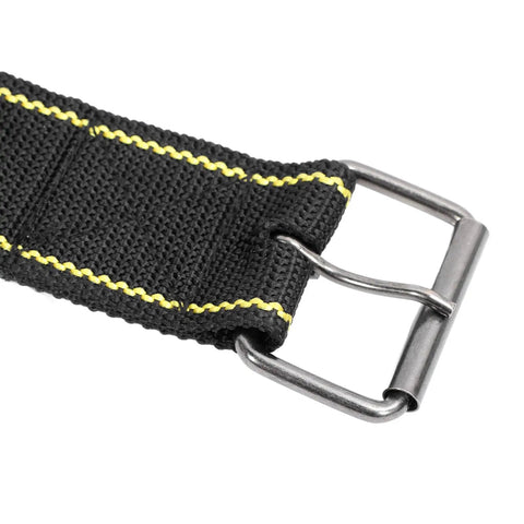 Heavy Duty Adjustable Tool Belt With Quick Release Buckle showing sturdy metal buckle and durable black 1200D Oxford Cloth.