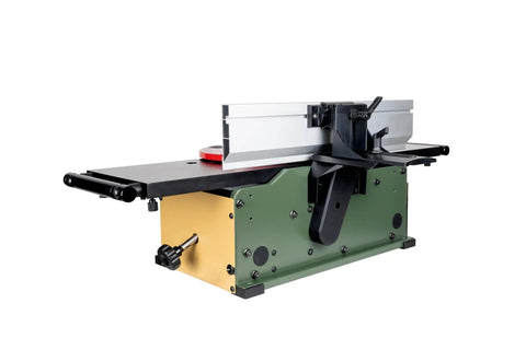 8 Inch Benchtop Jointer With Spiral Cutterhead And Teflon Coated Aluminum Tables, showcasing sturdy design and cutterhead.