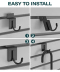 30 Pcs J Shaped Slatwall Hooks for Garage Shop and Home Organization, Heavy Duty Stainless Steel Slatwall Hangers with 5mm Wire, Black Finish, Corrosion Resistant Display Hooks for Tools and Accessories