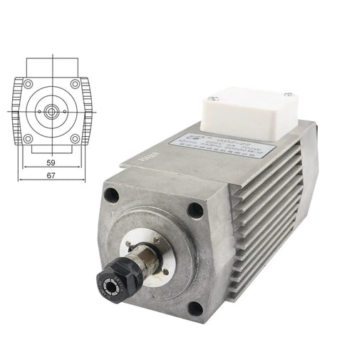Badass 700W Cnc Milling Spindle Motor Churning Out Smooth 20000Rpm Torque With Versatile Er11 Collet Setup And Smart Air Cooled Build Quality High Efficiency angled view showing the spindle features and design.