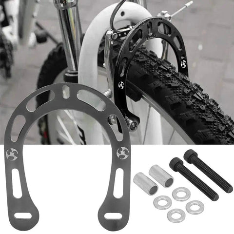 Rock Solid Aluminum Alloy Brake Boosters With Mounting Screws For V Brake Mountain Bikes Heavy Duty Premium Grade Brake Hardware Upgrades No Sweat Quick Install Black Finish, showcasing black finish and complete mounting set.