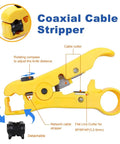 Coaxial Cable Crimping Kit With 20 F Compression Connectors Adjustable For RG6 RG59 RG11 RG58 RG7 cable stripper tool.