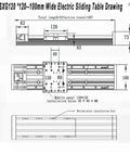 SXG120 100mm wide electric sliding table drawing with dimensions for CNC application, showing installation holes.