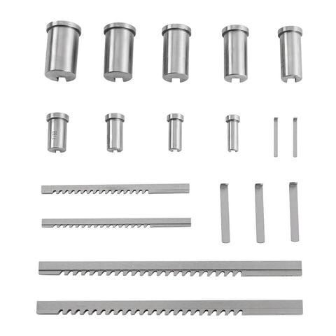 Keyway Broach Kit 18 Piece All In One Set For Pro Grade Metalworking HSS CNC Broaching Tools With 4 Broaches, 9 Collared Bushings