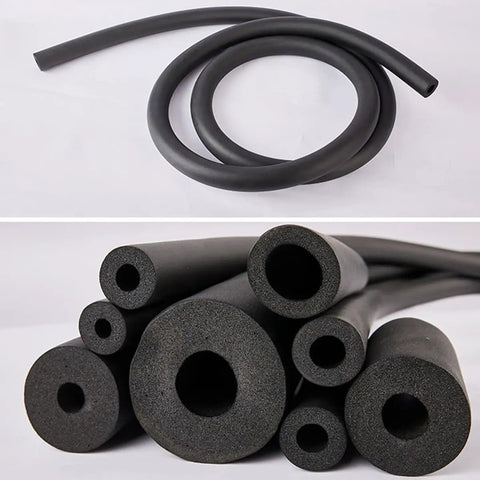 Heavy Duty Foam Pipe Insulation Tubing Set With 1/4 Inch To 3-5/9 Inch ID And 3/5 Inch Wall, 6 Feet Long, coiled and stacked view
