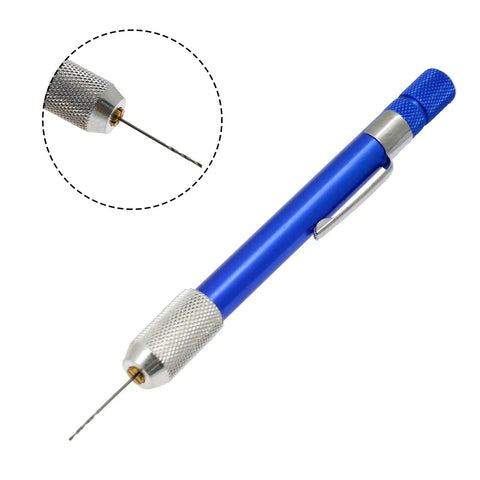 Metric Mini Drill Bit Set With HSS Twist Bits And Mini Pin Vise showing blue handle and precision drill bit detail