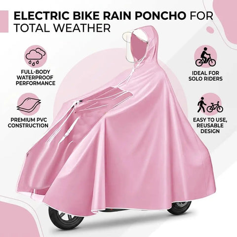 All Weather Electric Scooter Rain Poncho For Full Body Coverage Reusable 3XL Rain Coat Keeps You And Your Battery Bike Dry In Heavy Rain Snow And Wind Easy On And Off No Fuss Long Comfortable Design
