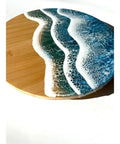 14 Inch Dope Ocean Wave Resin Cheese Board With Lazy Susan Turntable Kitchen Decor, 3D Blue Surf Design