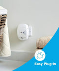 Carbon Monoxide Detector Plug In Alarm With Battery Backup CO606 White 1 Pack installed in wall outlet for home safety
