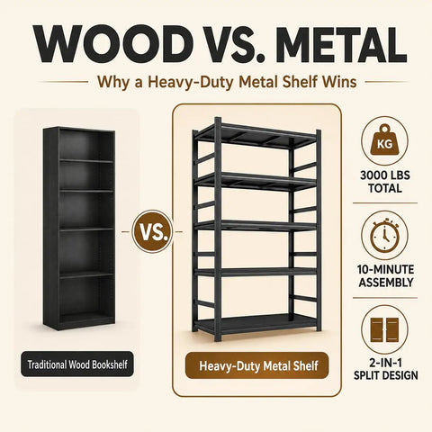 Five Tier Heavy Duty Metal Bookshelf Adjustable Tall Storage Rack With Anti Drop Fence High Capacity Steel Display Shelf Hella Sturdy To Stack Tons Of Gear And Books Without Any Wobble For Your Home Or Office